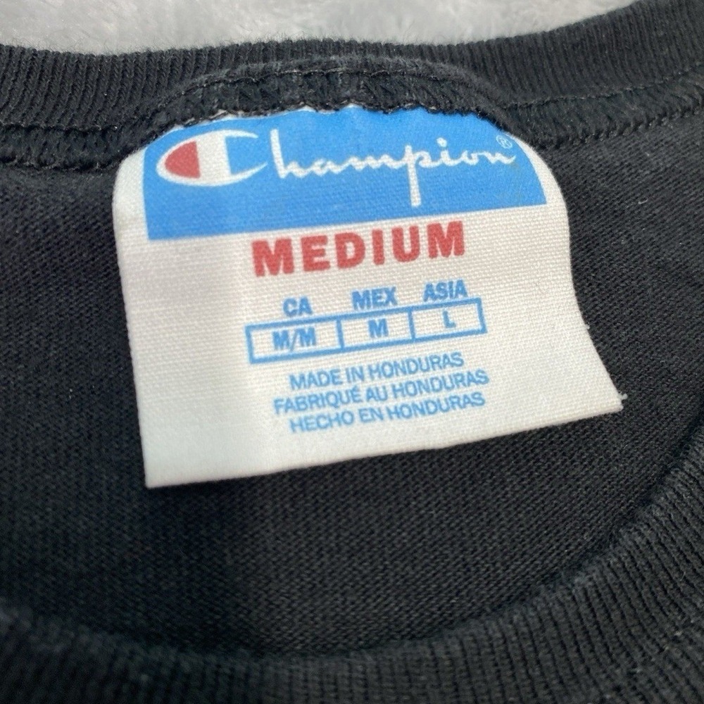 Champion Big Chenille C Logo Patch T-Shirt Men's Medium Black Streetwear‎ Casual - Picture 4 of 6
